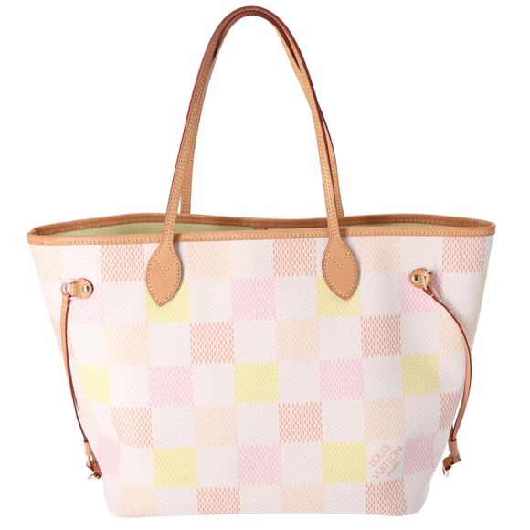 Louis Vuitton Neverfull MM Tote Giant Damier Peach Pink Beige Multi - Picture 8 of 9